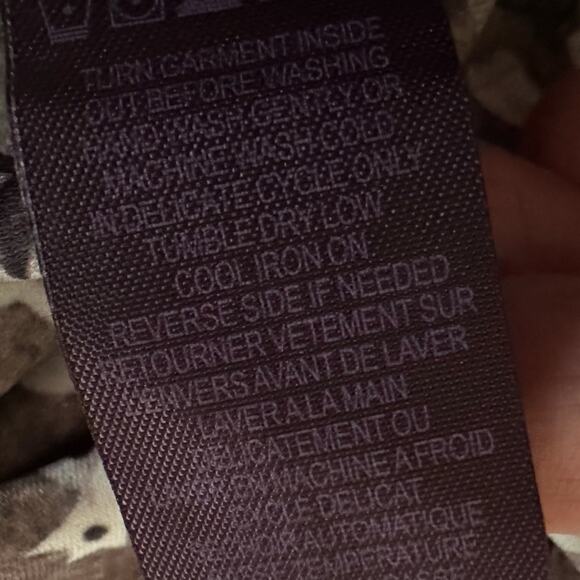 Hale Bob Jersey Wrap Top Brown Paisley Stretchy Ruffle Y2K Neutral Vacation Fall - Picture 7 of 8